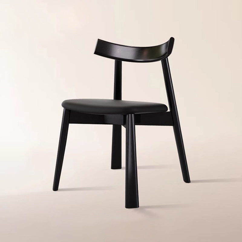 Contemporary Nordic Square Upholstered Curved Microfiber Leather Wood Dining Chair Backrest For Dining Room