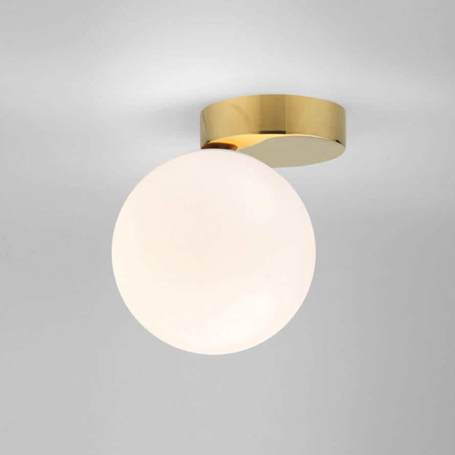 Nordic Minimalist White Orb Metal Glass LED Semi-Flush Mount Light