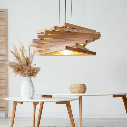 Modern Minimalist Creative Log Triangle 1-Light Pendant Light
