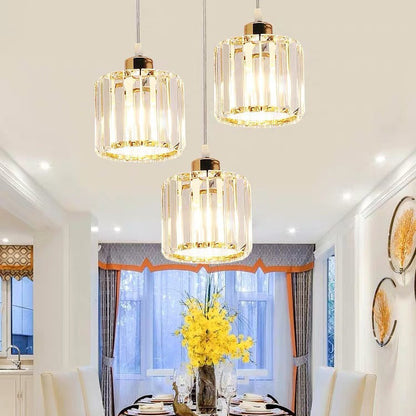 Textured Crystal 3-Light Cylindrical Jar Pendant Light