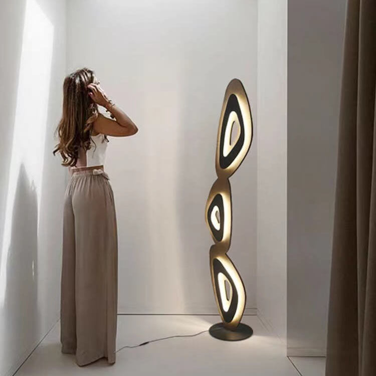 Modern Minimalist Acrylic Leaves Shadow Hardware Base LED Standing Floor Lamp