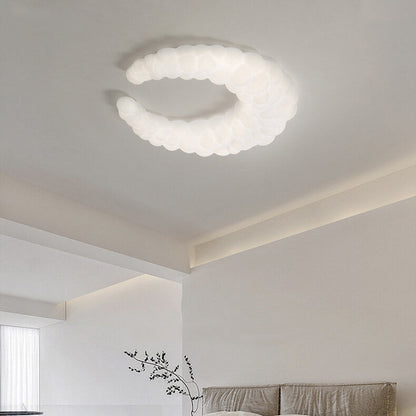 Nordic Minimalist Milk White Crescent LED Flush Mount Ceiling Light