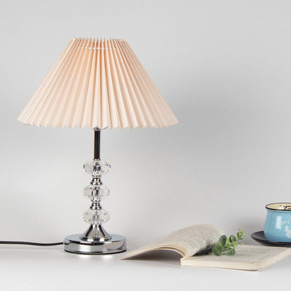 Modern Minimalist Pleated Solid Color Acrylic Fabric 1-Light Table Lamp