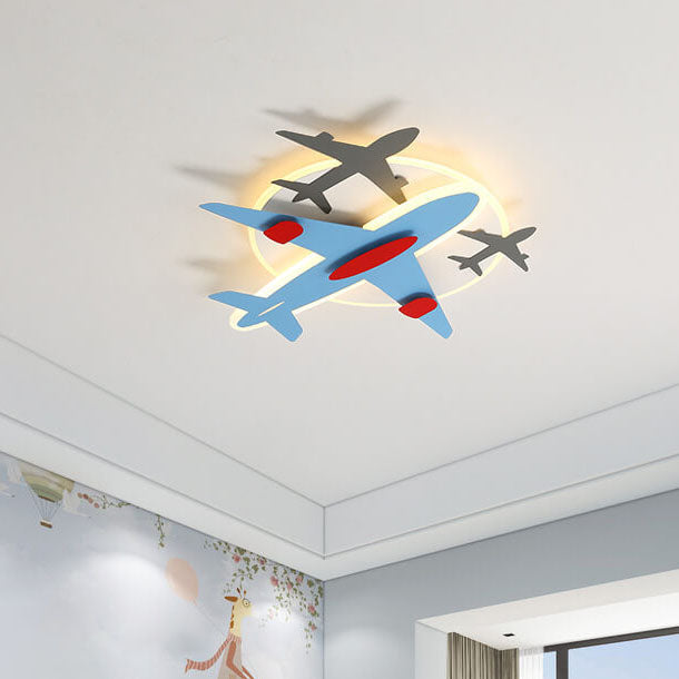 Modern Creative Aircraft Shape LED Cartoon Kids Flush Mount Ceiling Light