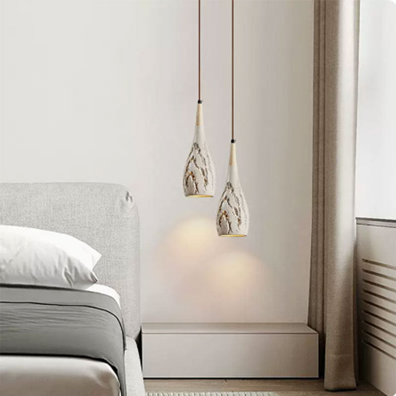 Contemporary Retro Conical High Mixed Clay 1-Light Pendant Light For Bedroom