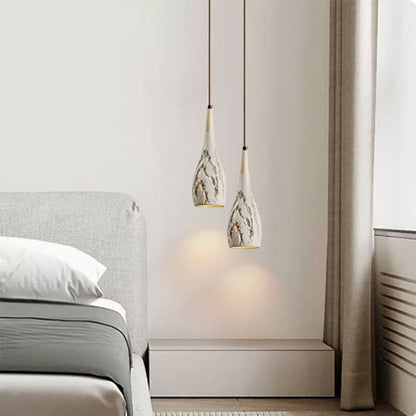 Contemporary Retro Conical High Mixed Clay 1-Light Pendant Light For Bedroom