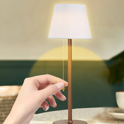 Modern Simplicity Fabric Aluminum Plastic Silica Cylinder LED Rechargeable Table Lamp For Bedside