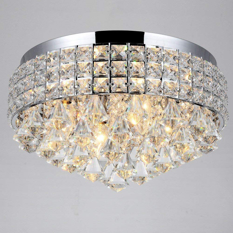 Modern Light Luxury Round Crystal Iron Crystal 4-Light Flush Mount Light