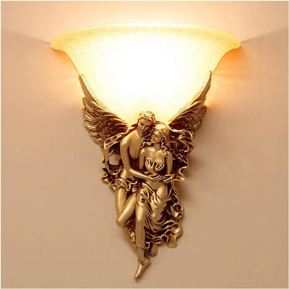 Creative Retro Resin Angels Hugging 1-Light Wall Sconce Lamp