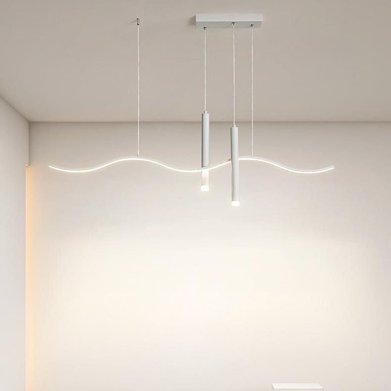 ثريا LED ذات خطوط مموجة من الألومنيوم بتصميم هندسي عصري بسيط لغرفة المعيشة