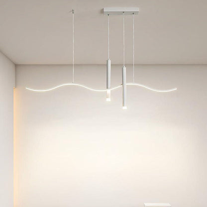 ثريا LED ذات خطوط مموجة من الألومنيوم بتصميم هندسي عصري بسيط لغرفة المعيشة