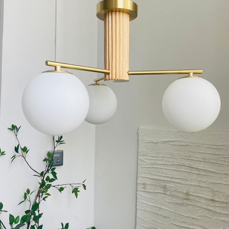Modern Creative Minimalist Copper Glass Sphere 3/5-Light Semi-Flush Mount Ceiling Light
