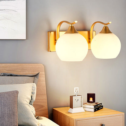 Modern Simplicity Iron Glass Ball 1/2 Light Wall Sconce Lamp For Bedside