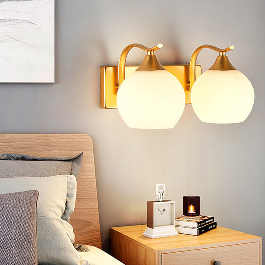Modern Simplicity Iron Glass Ball 1/2 Light Wall Sconce Lamp For Bedside