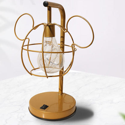 Creative Mouse Metal Cage LED Decorative Battery Table Lamp