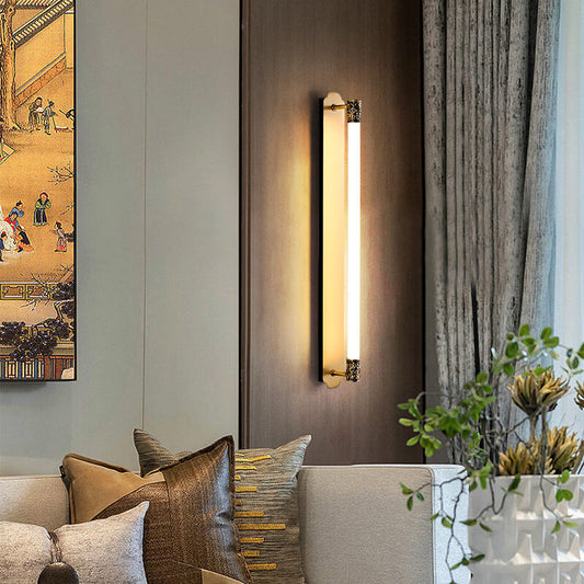 مصباح حائط LED بتصميم عصري بسيط مصنوع من النحاس بالكامل وشريط مستقيم 
