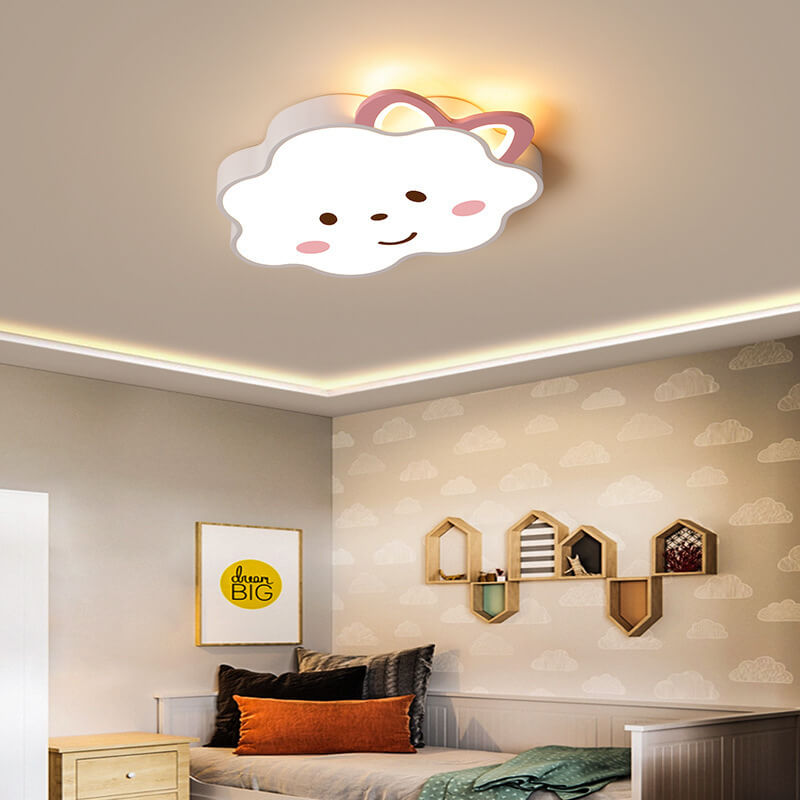 Cartoon Creative Clouds Cat LED Kids Flush Mount Ceiling Light