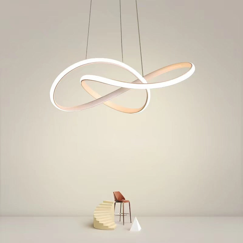 Modern Minimalist Aluminum Twist Ring LED Island Light Pendant Light For Dining Room