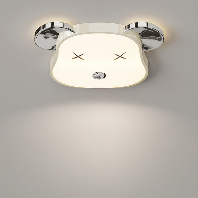 Modern Art Deco Violent Bear PE Iron LED Flush Mount Ceiling Light For Bedroom