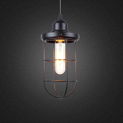 Contemporary Industrial Iron Cage 1-Light Pendant Light For Living Room