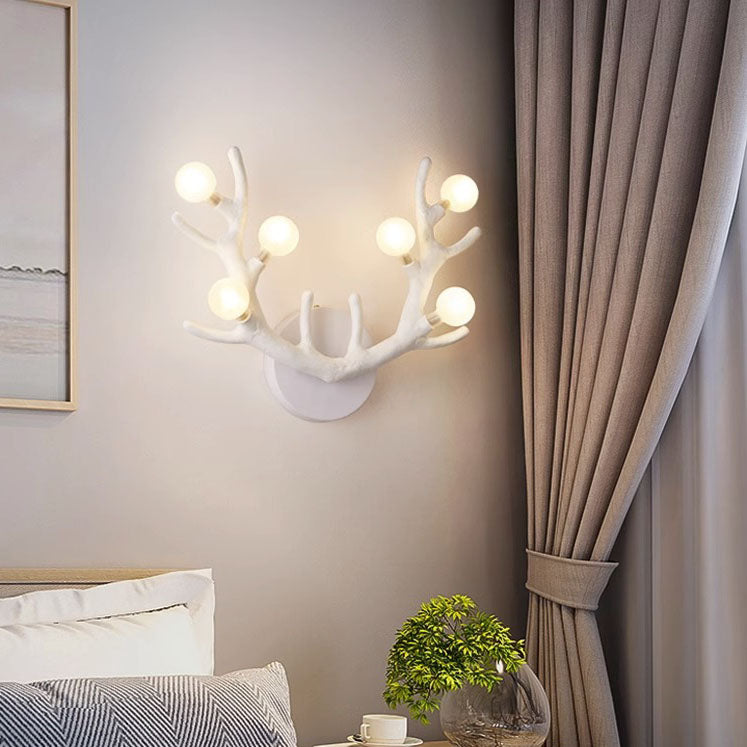 مصباح حائطي بتصميم كرة زجاجية من الراتينج بتصميم قرون الأيل، مكون من 6 مصابيح، بتصميم إبداعي من نورديك 