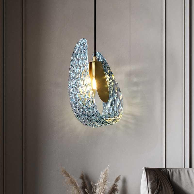 Contemporary Creative Petal Copper Glass 1-Light Pendant Light For Bedroom