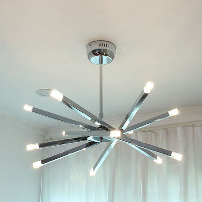 Nordic Creative Iron Chrome Column Stainless Steel 12-Light Chandelier