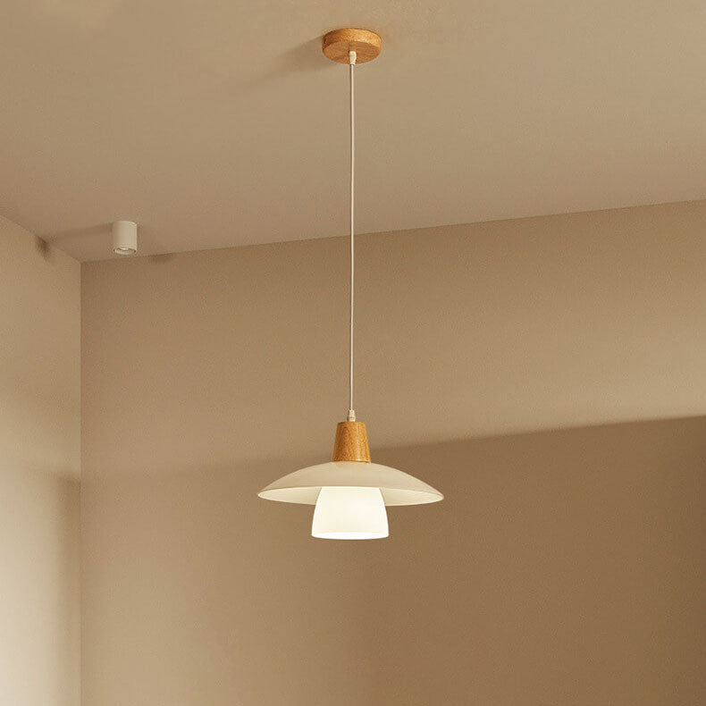 Japanese Minimalist Log Glass 1-Light Pendant Light