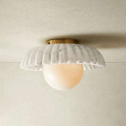 Modern Luxury Imitation Marble Flower-Shaped 1-Light Semi-Flush Mount Ceiling Light