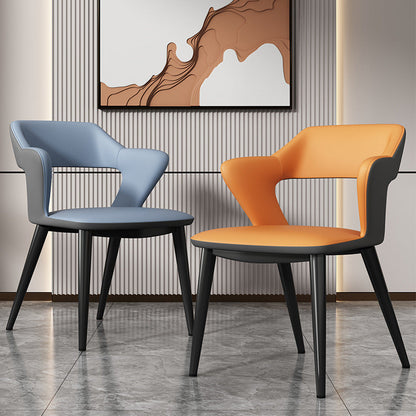 Contemporary Scandinavian Nappa leather Fabric Carbon Steel Sponge Square Wing Dining Chair Backrest Armrest For Dining Room