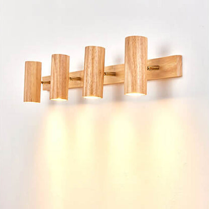 Modern Minimalist Wood Track Spotlight 1/2/3 Light Wall Sconce Lamp