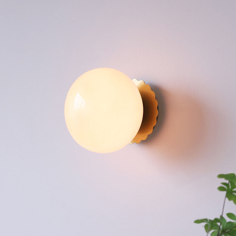 Modern Vintage Minimalist Iron Glass Round Head 1-Light Wall Sconce Lamp