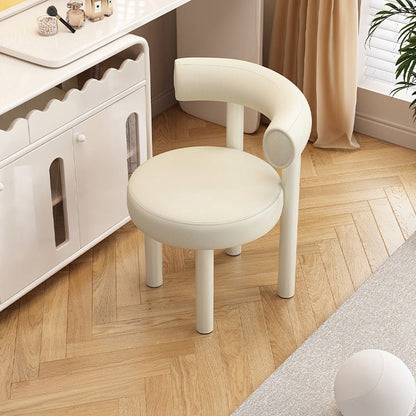 Contemporary Nordic Round Artificial Leather Iron Frame Vanity Stool Arc Back For Bedroom