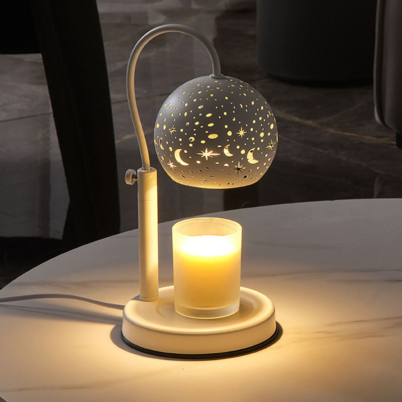 Contemporary Scandinavian Star Orb Disc Base Iron Plastic 1-Light Aromatherapy Melting Wax Table Lamp For Bedroom