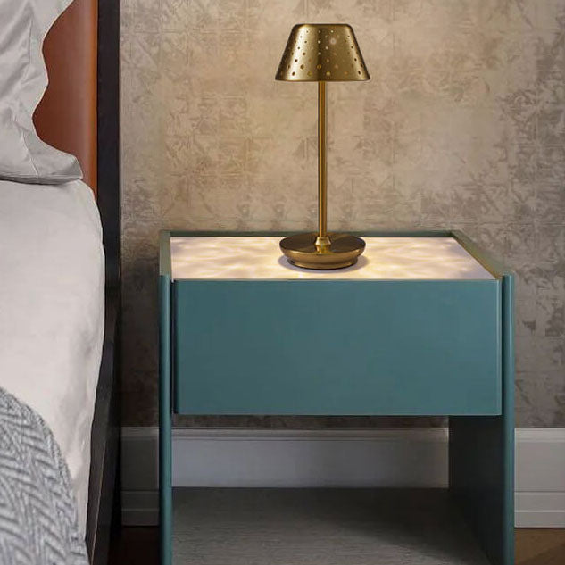 Modern Minimalist Perforated Wrought Iron USB Power-on LED Table Lamp
