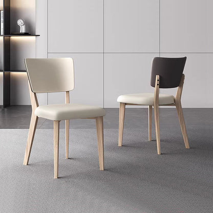 Contemporary Nordic Square PU Leather Solid Wood Frame Dining Chair Backrest For Dining Room