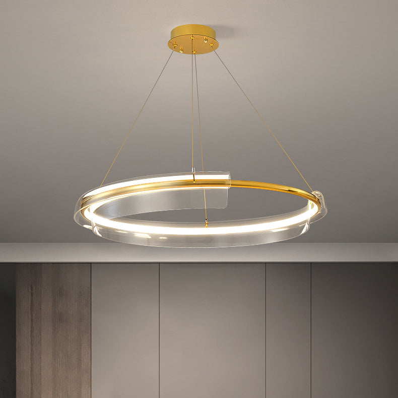 ثريا LED معاصرة من الألومنيوم والأكريليك بتصميم دائري دائري لغرفة المعيشة 