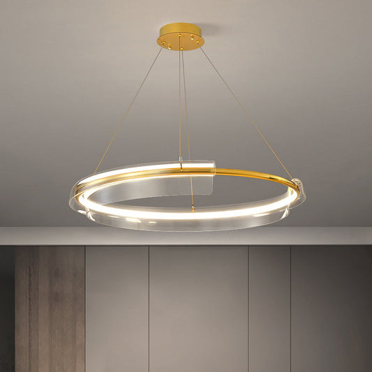 ثريا LED معاصرة من الألومنيوم والأكريليك بتصميم دائري دائري لغرفة المعيشة 
