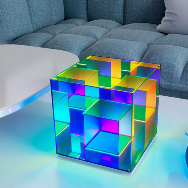 Modern Acrylic RGB Line Rubik's Cube LED Table Lamp