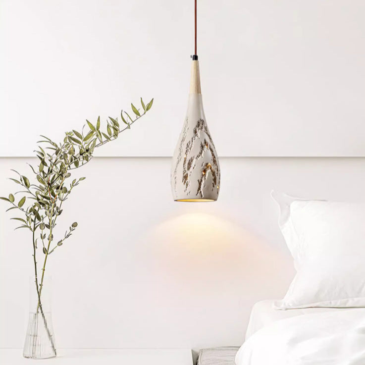 Contemporary Retro Conical High Mixed Clay 1-Light Pendant Light For Bedroom