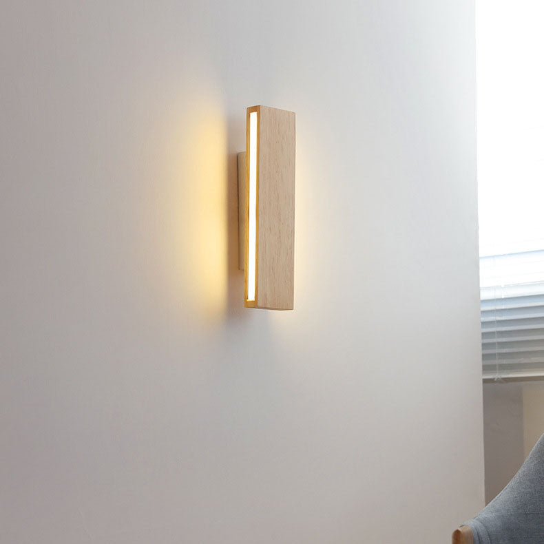 Japanese Minimalist Log Rectangular Flat Rotatable LED Wall Sconce Lamp