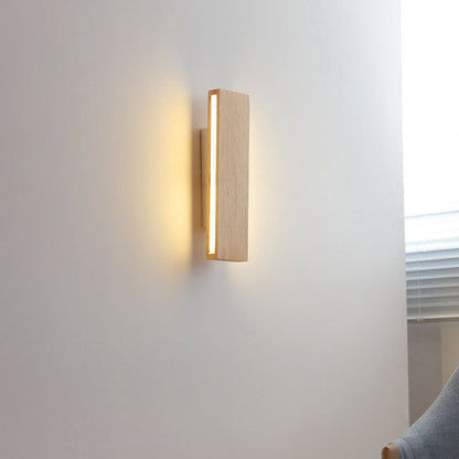 Japanese Minimalist Log Rectangular Flat Rotatable LED Wall Sconce Lamp
