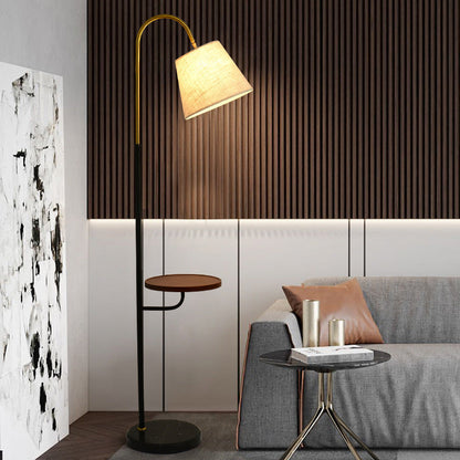 Nordic Light Luxury Pleated Fabric Marble 1-Light Standing Floor Lamp