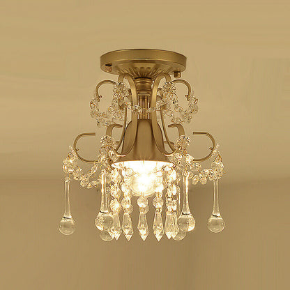Modern Simple Crystal Flower-Shaped 1/3-Light Semi-Flush Mount Ceiling Light