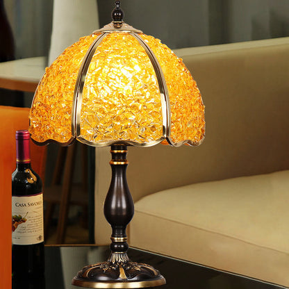 Contemporary Creative Colored Crystal Copper Flower 1-Light Table Lamp For Bedroom