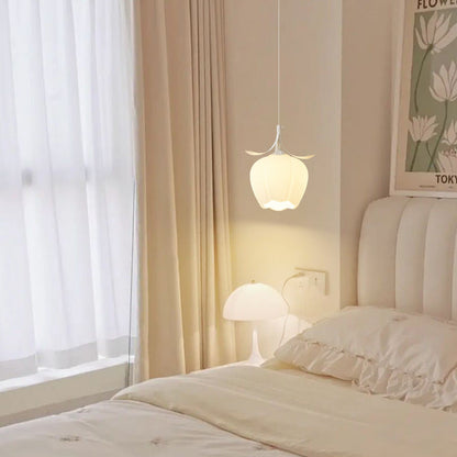 Contemporary Scandinavian Bellflower Iron Glass 1-Light Pendant Light For Living Room