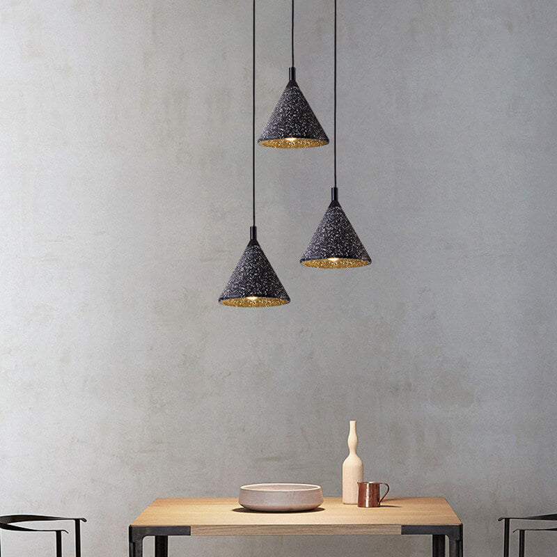 Modern Simplicity Conical Terrazzo 1-Light Pendant Light For Dining Room
