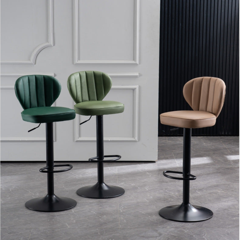 Modern Minimalist Square PU Leather Metal Bar Stool Backrest Footrest For Dining Room