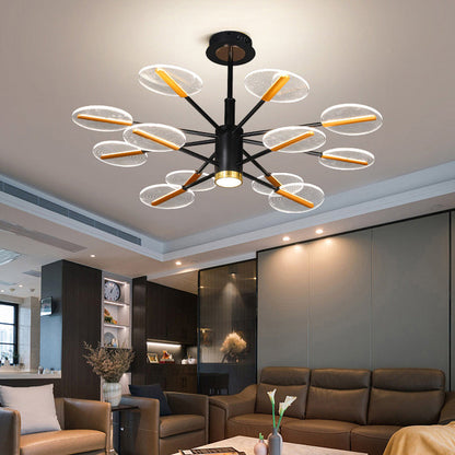 Contemporary Scandinavian Branch Round Iron Acrylic LED Chandelier For Living Room