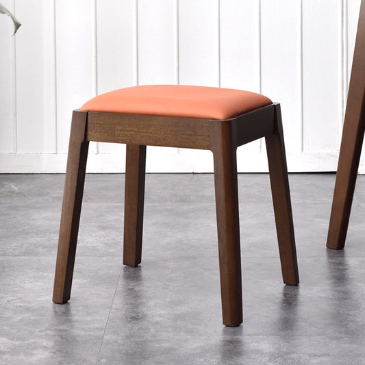Modern Minimalist Rectangular Solid Wood Faux Leather Vanity Stool For Bedroom